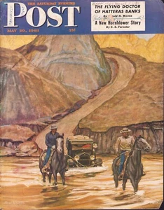 1948 MAY 29 Westward Tow SATURDAY EVENING POST COVER ONLY #7 Mead Schaeffer - Foto 1 di 3