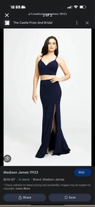 Madison James - 19-123SC V-Neck Two Piece High Slit Dress Navy - Picture 1 of 1