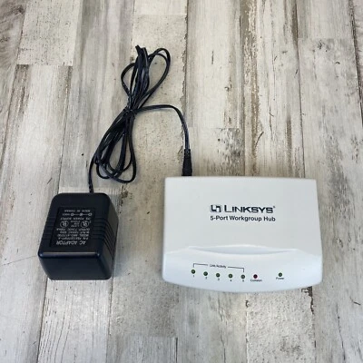 LINKSYS Ethernet 5-Port Workgroup Hub Model EW5HUB computer hub W/power adapter - Image 1 of 4
