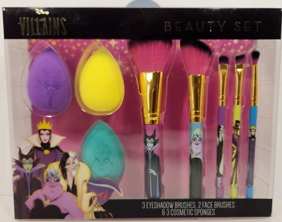 DISNEY VILLAINS ~ MALÉFICA Úrsula ~ JUEGO DE BROCHAS DE MAQUILLAJE Sombra de Ojos Cosméticos Nuevo Foto 1 de 3