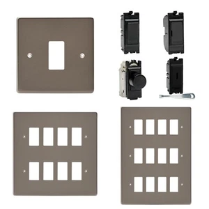 Placas de rejilla eléctrica Varilight Pewter y módulos de interruptor negros atenuadores - Imagen 1 de 52