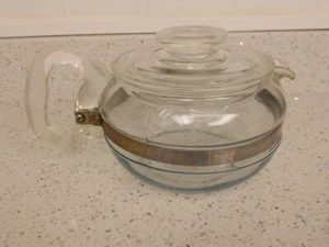 Vtg PYREX Flame Ware 8446-B Glass 6 Cup Stove Top Coffee/Tea Pot Kettle With Lid - Imagen 1 de 10