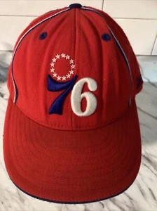 Philadelphia 76ers Hat Cap Fitted 7 5/8 Mens NBA Basketball Red Reebok - Picture 1 of 5