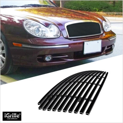 Fits 2002-2005 Hyundai Sonata Main Upper Stainless Black Billet Grille Insert - Image 1 of 4