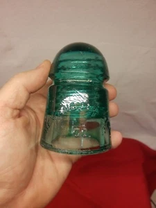 TEAL AQUA GREEN NEW ENGLAND TEL. & TEL. CO. GLAS TELEFONISOLATOR - Bild 1 von 8