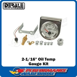 Derale Lighted Black on White 2-1/16" Electric Oil Temperature Gauge Kit 13009 - Picture 1 of 3