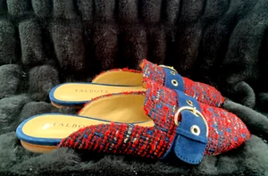 Talbot's rot, blau Tweed Rutschen/Flach - 7M - Neu ohne Etikett - Bild 1 von 5