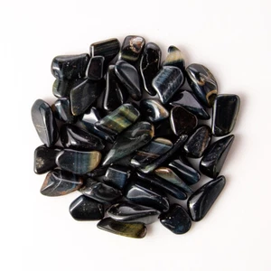 1/4 lb Tumbled Blue Tigers Eye Gemstone Crystals 30-45 Stones Gem Rock Specimens - Picture 1 of 4