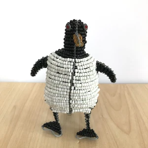 Estatuilla de pingüino africana de alambre con cuentas hecha a mano Sudáfrica 11 cm decorativa - Imagen 1 de 9