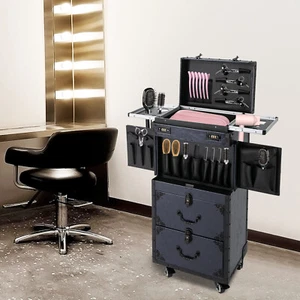 Profi Schminkkoffer Rollkoffer Kosmetikkoffer Metall Beauty Reisegepäck - Bild 1 von 18