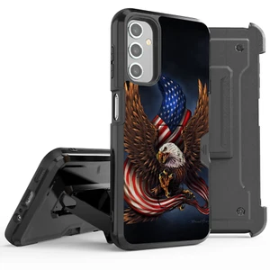 Rugged Hybrid Skin Holster Case +Tempered Glass / Stand Cover for Samsung Galaxy - Picture 1 of 5