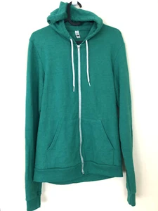 Tri-Blend Vintage AMERICAN APPAREL F497 GREEN Fleece Full Zip Hoodie - Size M - Picture 1 of 6