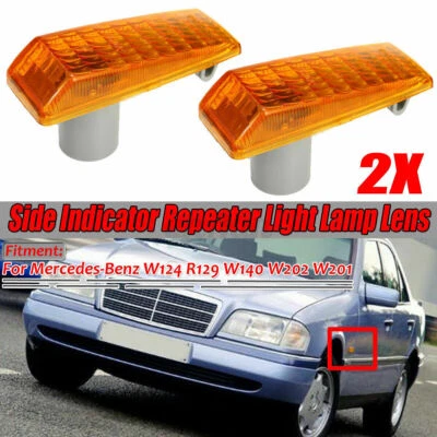 Pair Side Marker Repeater Light Cover Fit for Mercedes W124 R129 W140 W202 - Image 1 of 4