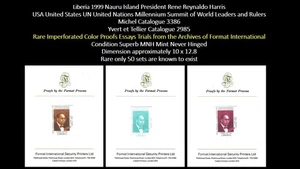 Liberia 1999 EE. UU. Cumbre de la ONU Presidente de la Isla Nauru René Reynaldo Harris Prueba MNH - Imagen 1 de 5