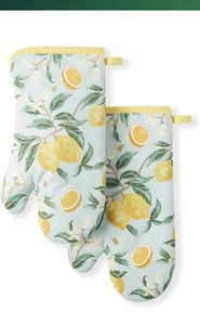 Martha Stewart Lemon Whimsy Oven Mitt 2-Pack Set, Yellow, 7"x13"NEW - Picture 1 of 4