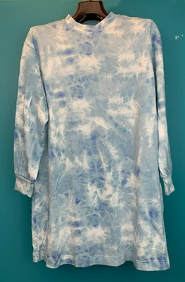 Vestido de noche para mujer Old Navy manga 3/4 tie dye - talla mediana, azul blanco y gris Foto 1 de 4