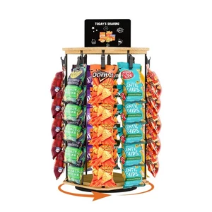 Chip Rack Display Ständer, 5 Ebenen 40 Clips Snack Organizer, 360 ° drehbar Holz... - Bild 1 von 7