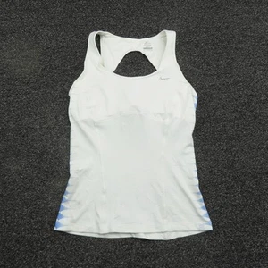 Nike Dri-FIT Canotta Donna Media Bianca Blu Racerback Maglia Tennis Atletica - Foto 1 di 10
