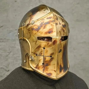 Casco Barbuta Medieval Calibre 18 Acero Caballero Armadura para Juegos con disfraces, LARP - Imagen 1 de 6