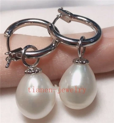 Hermoso Pendiente AAA+ 11-14mm Blanco Perla Mar del Sur Oro 14k Pendiente Colgante Foto 1 de 3