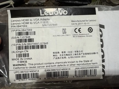 NEW Genuine Lenovo 0B47069 HDMI to VGA Adapter Cable Factory Sealed NIB - Image 1 of 3