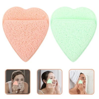 2Pcs Wash Face Sponges Makeup Removal Pad Portable Finger Face Wash Scrubbers - Image 1 of 4