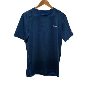 Columbia Shirt Mens Medium Blue Omni-Wick Short Sleeve Athletic Fleece Lined - Picture 1 of 4