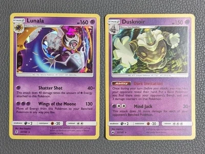 Pokémon Dusknoir #53/147 Sm-Burning Shadows Holo & Lunala Holo #61/147 - Image 1 of 2