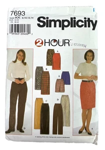 Falda/pantalones/pantalones cortos SIMPLICITY 7693 patrón de costura 2 horas talla KK (8, 10, 12, 14) - Imagen 1 de 7