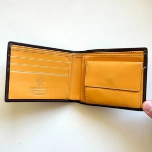 ETTINGER Authentic Leather Bifold Wallet Dark Brown × Yellow - Picture 1 of 10