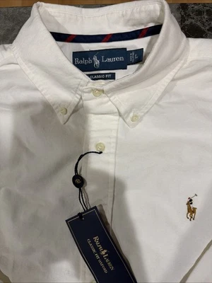Camisa blanca con botones Ralph Lauren calce clásico Oxford talla grande Foto 1 de 4