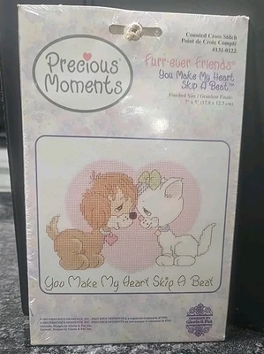 NIP PRECIOUS MOMENTS Furr-Ever Friends Counted Cross Stitch 131-0122 Jaclyn - Image 1 of 2
