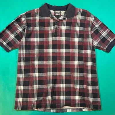 Vintage 90s bugle boy plaid polo shirt collared vtg 1990s bugle boy plaid shirt - Image 1 of 4