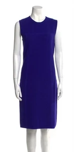 ST JOHN KNIT SIZE LARGE 14/16 ROYAL BLUE WAFFLE KNIT SHEATH DRESS MIDI - Picture 1 of 6