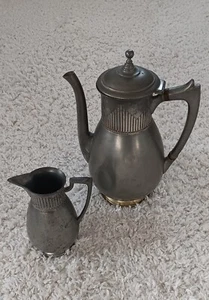2tlg.Jugendstil Kaffeekanne & Milchkännchen Gerhardi & Co. - Metall, Modell 1888 - Bild 1 von 5