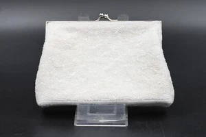 Schöne Vintage Perlentasche Umhängetasche bestickt in weiß mit Kette 18 x 12 cm - Bild 1 von 4