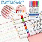6pcs Curve Highlighter Pen Set Colorful Flower Heart Pens Art Marker Pens