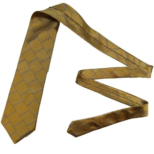 IKE Behar New York Tie Men's Gold 100% Silk Necktie Handmade In USA - Picture 1 of 7