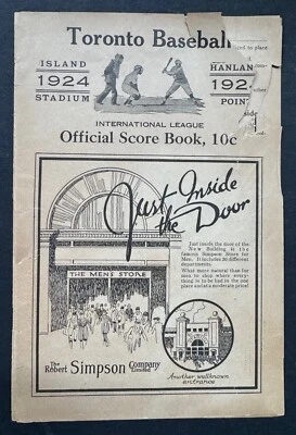 1924 MLB Exhibition Game Program Toronto Island Stadium Hanlan’s Point Babe Ruth - Image 1 of 4