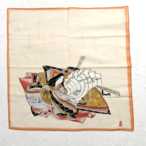 Pañuelo de recuerdo de seda japonés de colección 17" cuadrado transparente pintado a mano - Imagen 1 de 9