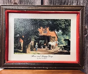 Paul Detlefsen "Horse and Buggy" Framed Lithograph 7x10 Flaws On Frame No Glass - Picture 1 of 24