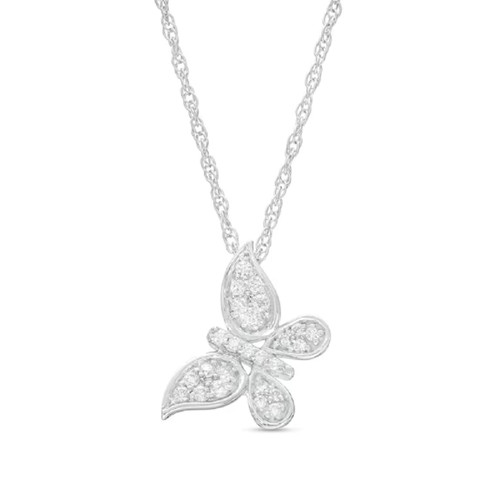 VETEMENTS Collana Ciondolo Farfalla Diamante Simulato 0 30 CT Argento Sterling Catena 18