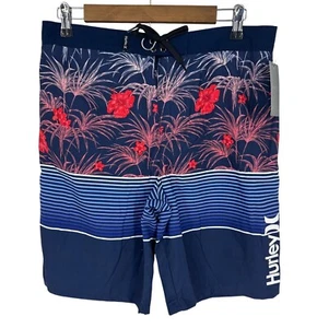 Hurley Boys Board Shorts Tropical Print With Drawstring Waist & Back Pocket Size - Picture 1 of 11