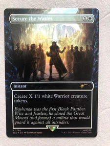 Mtg Carte Magic Secret Lair Marvel Black Panther Secure the Wastes FOIL NM - Foto 1 di 2