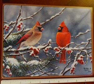 Male And Female Cardinal Pair Bird Poster & 2024 Wall Calendar Desk Calendar - Picture 1 of 2