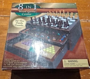 Cardinal Industries Inc. 8 in 1 Tabletop Wood Game Center Checkers Backgammon - Picture 1 of 7