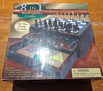 Cardinal  Industries Inc. 8 in 1 Tabletop Wood Game Center Checkers Backgammon  - Image 1 of 4