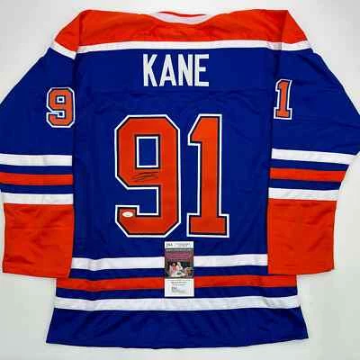 Autographed/Signed Evander Kane Edmonton Blue Hockey Jersey JSA COA - Image 1 of 4
