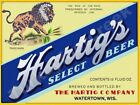 Hartig's Select Beer Label 9" x 12" Metal Sign