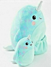 Squishmallows for Justice Narwhal RIVER +Mini Narwhal Plush in Pocket Blue NEW
